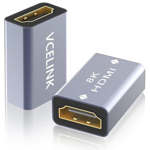 VCELINK HDMI Kupplung 8K, HDMI Buchse auf Buchse, Unterstützt 8K@60Hz/ 4K@120Hz UHD,7680 * 4320 Auflösung, 3D, HDR, eARC für Laptop, PCs, Monitor, Roku TV, 2 Stück