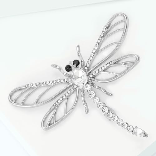 Image of Dragonfly Brooch and Pins for Women Enamel /Rhinestone Crystal Dragonfly Animals Brooches Jewelry for Mom Wife Elegant Dress Accessories Birthday Gifts