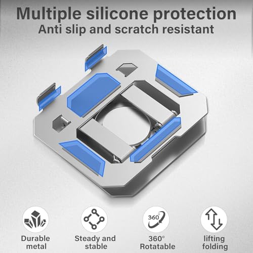 Image of SOOPII Heavy-Duty Metal Tablet Stand Holder with 360 Rotating Base | Multi-Angle Adjustable | Sturdy & Universal Compatibility for All Tablets, iPad Pro 12.9 /11 /10.9 /10.2, iPad Air & More (Silver)