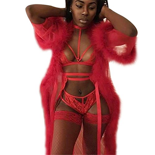 2019 New Women's Sexy Sleepwear, Lingerie Front Closure Babydoll Lace V Neck Mesh Sleepwear by JMETRIE Black
