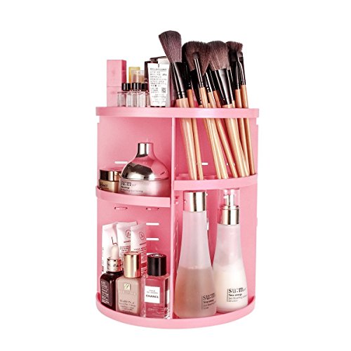 LeSB Organizador Cosméticos 360 Grados de Rotación Gran Capacidad, Rosado