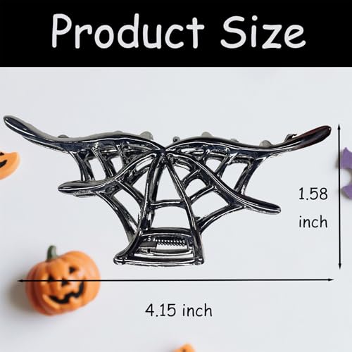 3 Piezas Pinzas de Garra para Cabello en Diseño de Telaraña de Metal, Aleación para Cabello Grueso, Estilo Punk Y2K para Halloween, Clips Franceses Negros para Mujeres y Niñas (Negro, Dorado, Plateado) miniatura 5