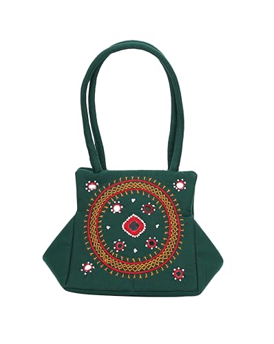 Image of srishopify handicrafts Eco Friendly Top Handle MINI Bags For Women Fabric Traditional Design Small Hand Bag Ladies Woman Birthday Gift Item Mothers Day Sister Wife Female 8 Inch Multicolor