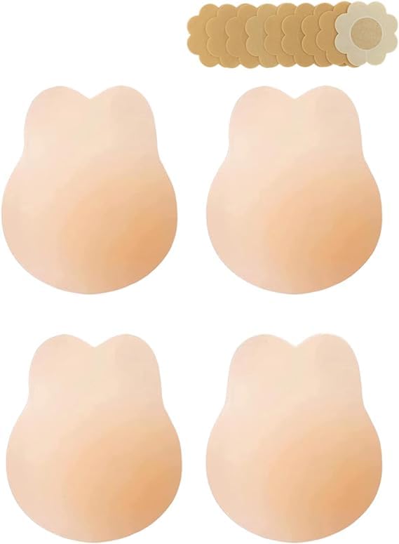 Ybaier Nipple Covers, Added Lift Breast Pasties, Super-thin Sticky Bras for Women, Reusable Invisible Lift up Silicone Petals