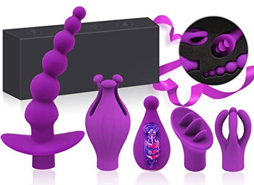 Massager Set ð—©ð—¶ð—¯ð—¿ð—®ð—¯ð—¿ð—®ð˜ð—¼ð—¿ð˜€ for ð—ªð—¼ð—ºð—²ð—» Relax ð—”ð—»ð—®ð—¹ð—²ð˜€ ð—£ð—¹ð˜‚ð—´ ð—§ð—¼ð˜†ð˜€ 5 in 1 Functions 10-Gears Black Gift Box