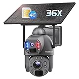 INQMEGA Metal [ 36X Optical Zoom ] 4G LTE Cellular Security Solar Cameras, 20000mA Battery Powered Camera with 10W Solar Panel, PIR Motion Detection, Spotlight Siren，6MP Dual-Lens