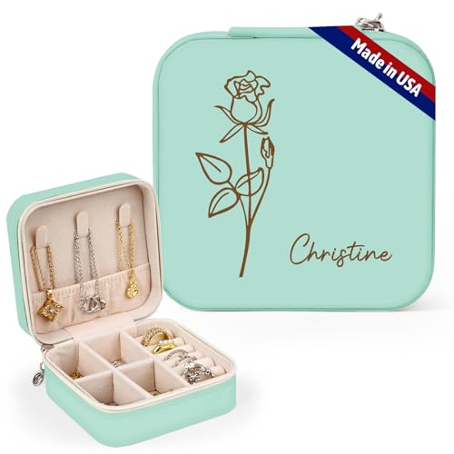 iDIY Ships Next Day, Bridesmaid Gifts Personalized Jewelry Box Custom Jewelry Organizer with Birth...