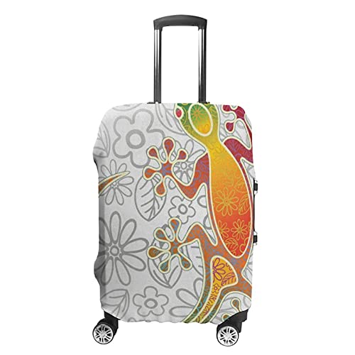 Washable Luggage Cover, Batik Tribal Gecko Moon, 26-28 Inch
