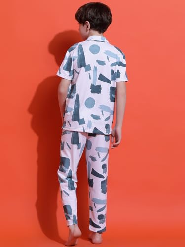 Image of Li'l Tomatoes Boys 100% Cotton Night Suit | Summer Printed Shirt & Shorts Set | Soft & Breathable Sleepwear | 9-16 Years