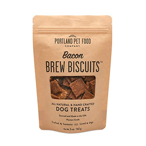 CRAFTED BY HUMANS LOVED BY DOGS Portland Pet Food Company Bacon Brew Biscuit Dog Treats 1 Pack 5 oz Bag–All Natural Human Grade USA Sourced and Made
