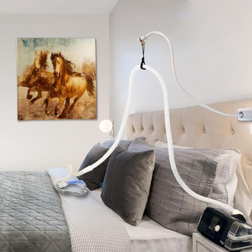 TUSIWIT CPAP Hose Holder for Bed, No Kinking & No Punch Bedside Tube Hanger with Adjustable Elastic...