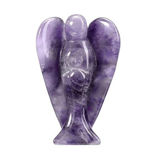 Ieron Figurine d'ange Gardien en améthyste de 1,5 po, Pierres précieuses en Cristal de guérison, Pierres polies, Statue d'ange Reiki, Figurine d'ange...