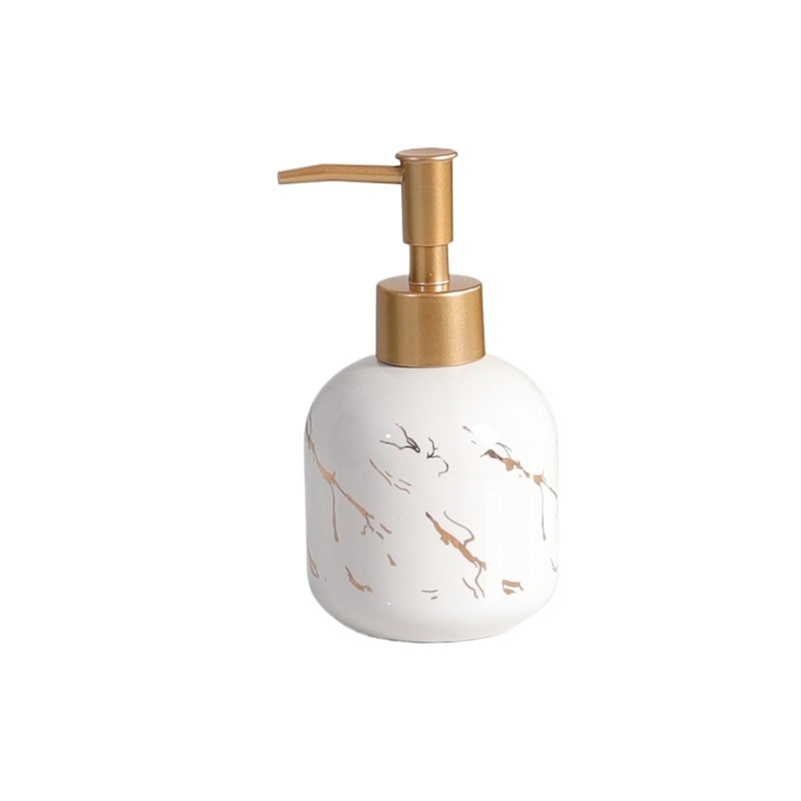 Soap Dispenser Hotel Home Ceramic Soap Dispenser Dispenser Push Bathroom Lotion Bottle 300ml(White)