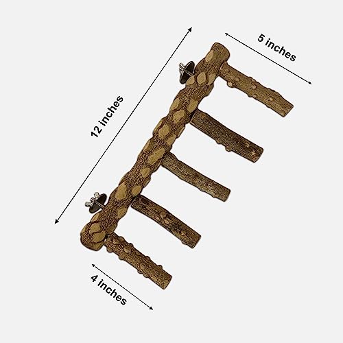 Image of SIMENA Bird Ladder Perch, Natural Wood Parrot Stand, Hamster Climbing Toy, Bird Cage Ladder for Small and Medium Birds, Parakeet, Cockatiel, Conures, Lovebirds, Budgie