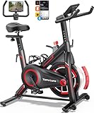 Toputure Heimtrainer Fahrrad mit Schlau APP, 15 KG Schwungrad, Leiser Hometrainer mit 0-100% Magnetischem Widerstand, Spinning Indoor Exercise bike Bis 150 KG, mit Tablet-Halter, LCD