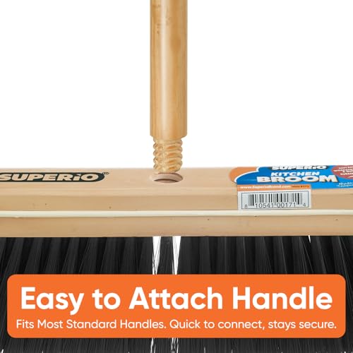 Image of Superio Home, Kitchen Broom Head - Household Easy Sweeping Broom - Tampico /Synthetic Bristles - All Purpose