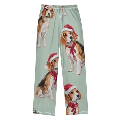 ZZXXB Beagles with Xmas Hats Boys Long Pants Soft Trousers Elastic Waist Kids Lounge Bottoms with Pockets S-XL2