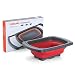 Collapsible Over Sink Colander with Handles, Food-Grade kitchen Strainer, Capacity of 6 quart, Space-Saver Folding Strainer Colander, Dishwasher Safe (Red)