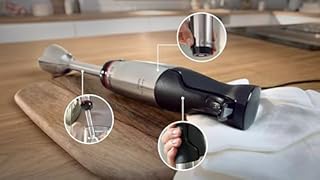 Bosch Serie 6 Frullatore a Immersione ErgoMaster MSM6M673, 1000 W, Ergonomico, Regolazione Dinamica della Velocità, Lame in Acciaio Inox, Tanti Accessori Inclusi, Bicchiere Graduato, Nero