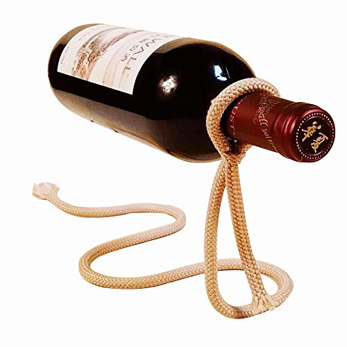 Kayla-lan Soporte para Botella de Vino Flotante Soporte para Vino con Cuerda Colgante mágica Estante para Vino para Cocina Decoración de Mesa para el hogar (Wine Red) Cover