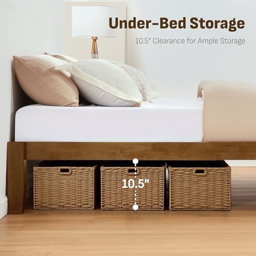 Image of Softa Mikor Queen Japanese Joinery Bed Frame, Solid Rubberwood, 1500 Lbs Heavy Duty Slats Support, SGS Certified, 15-Min No-Tool Assembly, Noise-Free, Under-Bed Storage, No Box Spring Needed