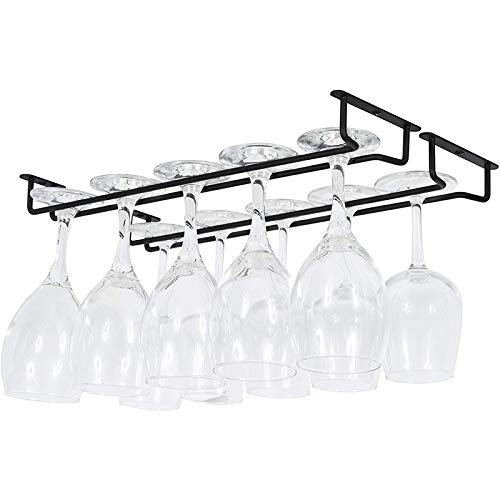Rfeeuubft Große Gläser, Regal zum Aufhängen von Weingläsern, unter dem Schrank, Küchenstange, Aufbewahrung, schwarz, 43,2 cm, 2 Stück Küche, Haushalt & Wohnen