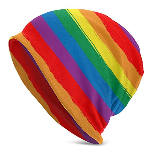 Lawenp Bonnet d'hiver à Rayures Arc-en-Ciel pour Hommes et Femmes Bonnets de crâne Chauds et Doux pour Le Temps Froid
