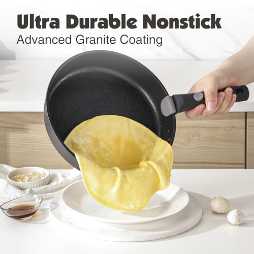 SENSARTE 17 Piece Pots and Pans Set, Nonstick Detachable Handle Cookware, Induction Kitchen Cookware Set with Removable Handle, Healthy Non Stick RV Cookware, Oven Safe (Black)