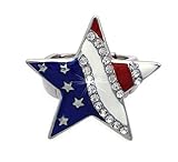 cocojewelry 4th of July American Flag Heart Star Stretch Resizable Band Cocktail Ring