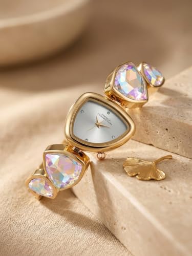 Image of French Connection Asymra Sunray Silver Dial with Crystal Bracelet Analog Watch for Women - FCN0205GM