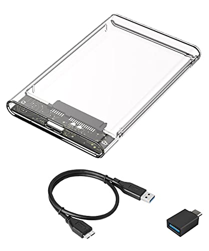 USB 3.0 USB-C 2.5-Inches 6Gb/s SATA III Tool-Free External Hard Drive Enclosure for 9.5mm HDD/SSD, Supports 4TB USB Powered USB-C 3.1 Gen 1 to SATA III 6Gbps External Hard Drive Enclosure