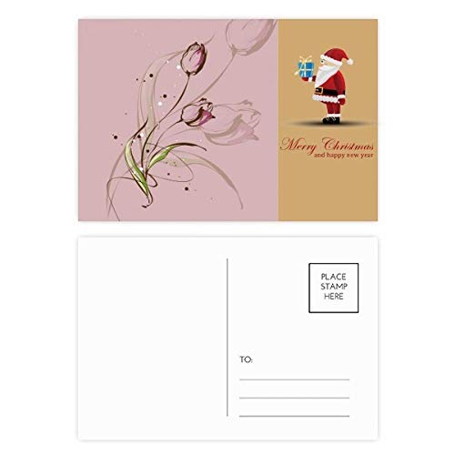 Cartes postales peintes à la main avec tulipes roses en lot de 20 pièces pour correspondance