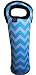Wine Tote / Champagne Bottle Carrier by Air Nebula | Insulated 15" Neoprene Bag | Blue Chevron Design
