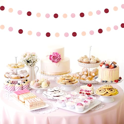Image of Burgundy Pink Peach Party-Decorations Paper-Garland - 52ft Rose Gold Glitter Streamers Banner,Birthday Princess Baby Bridal Shower Wedding Hanging Supplies Decor Hugfond