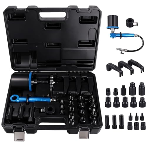 Upriding 27PCS Pneumatic Injector Puller Kit for Diesel Engines Air Vibration Injector Removal Tool Set with Slide Hammer 18 Adapters & 3 Hooks Labor-Saving Extractor Tool