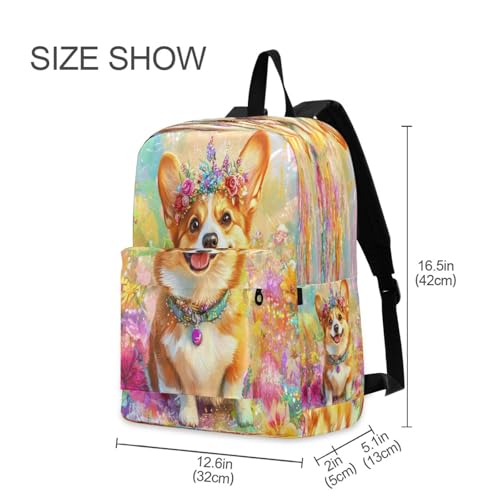 Dussdil Color Flowers Corgi Dog Kids Backpack Backpacks for Boys Girls Teen School Bookbag Laptop Bag Daypack Large Travel Sports Bags2