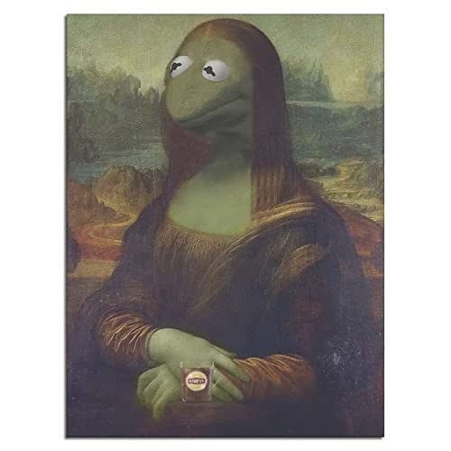 Funny Poster Mona Kermit Canvas Wall Art Print Poster Picture Modern Home Room Decor 12x16inchs(30x40cm)