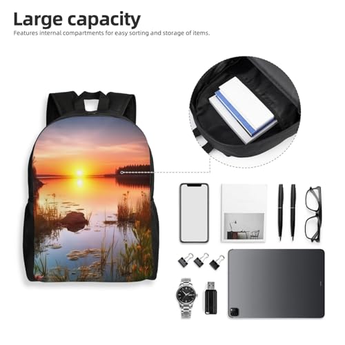 Mochila para senderismo unisex con paisaje al atardecer impermeable miniatura 6
