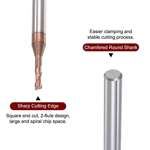 Image of HARFINGTON Square Nose End Mill 4mm Shank 2mm x 10mm Titanium Coated Solid Carbide Long Reach Extended Neck 2 Flutes CNC Router Bit Milling Cutter for Stainless Steel Alloy Hardened Steel