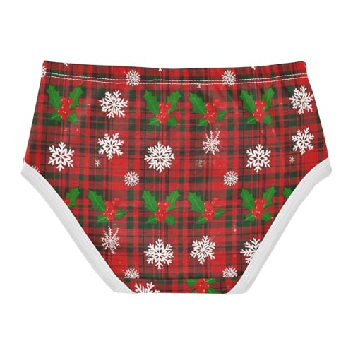 Joisal Toddler Girls Underwear 2t Cotton Girl Panties Cute Fun Briefs Underpants Christmas Red Green Tartan Plaid2
