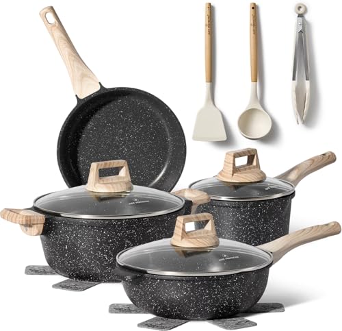 JUST PERFECTO Batterie de cuisine induction Set de casseroles avec couvercle - Casserole tout feux -...