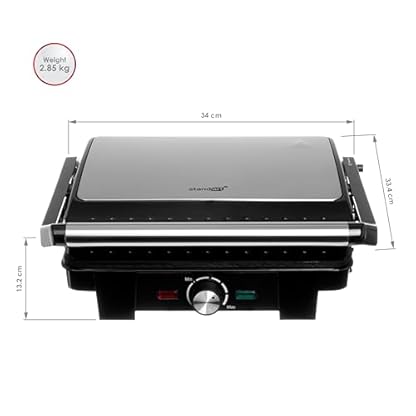 STANDART | Elektrogrill - 2200W | Sandwichmaker | 180º Öffnung | Küchengrill mit Temperaturkontrolle, LED-Leuchten | Edelstahl Multigrill für Sandwiches, Steak, Toast und Vegetables | Grill Toaster – Bild 5