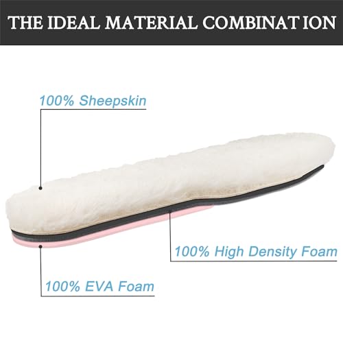 Image of Endoto 2 Pairs Sheepskin Insoles for UGG Women Slipper Replacement Inserts(Color:Pink,Size:Women10-EU41)