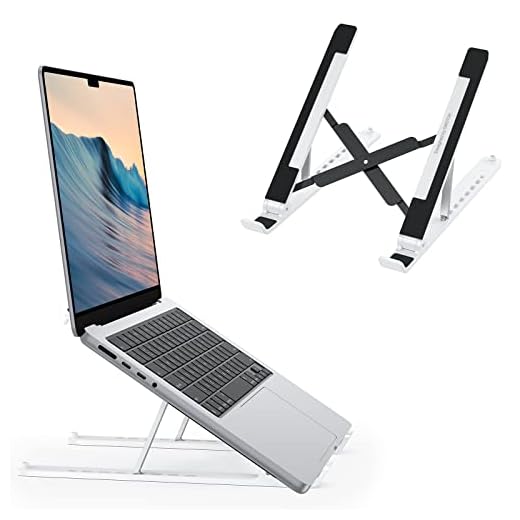 OMOTON Portable Laptop Stand, Laptop Stand for Desk Ergonomic 7-Levels Angles Adjustable Computer Stand, ABS Laptop Riser Holder Compatible with All Laptops and iPad(10-15.6")