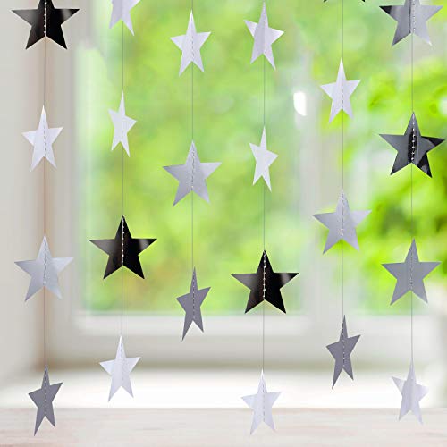 Image of Patelai Glitter Star Garland Banner 2026 Party Decor 130 Feet Star Hanging Streamers Twinkle Backdrop for Classroom Birthday Graduation Wedding Supplies(Silver)