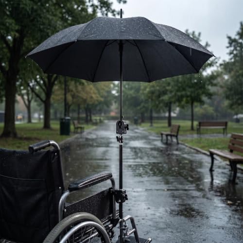 Support parapluie fauteuil roulant pince rotative ajustable