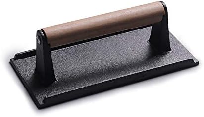 Hovico Prensa para parrilla de hierro fundido, resistente y multifuncional, prensa de carne, sándwich y tocino, prensa de hamburguesas para cocina,