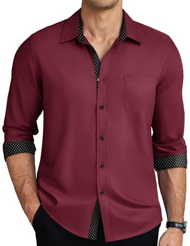 COOFANDY Mens Dress Shirts Long Sleeve Button Down Shirts Untucked Wrinkle-Free Business Casual Shirts