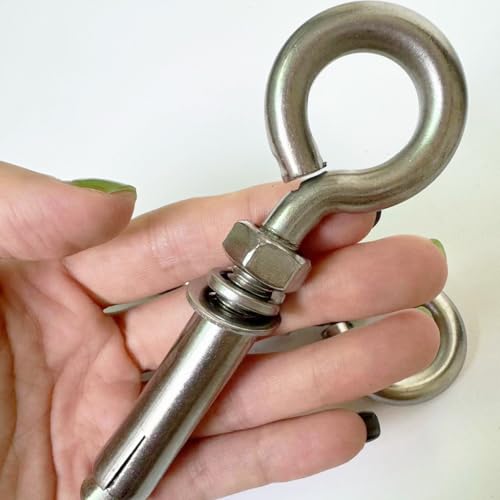 Image of Stainless Steel Expansion Screws, 2 Pack M10 Heavy Duty Shoulder Lag Eyebolts Lifting Ring Bolt Wall Anchors with Nut for Wall Ceiling Concrete Masonry