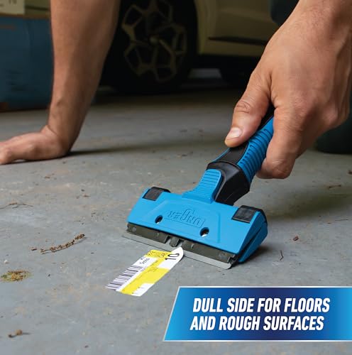 Image of Unger Professional Connect and Clean 4 inch All-Purpose Scraper, Window, Glass, and Floor Scraping Tool Supplies, Adhesive Removal, Gum, Stickers, Paint Removal, Dual-Sided Blade (Pack of 10)